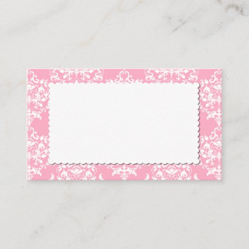 Customizable Pretty Pink Damask Escort Place Card Business Card Templates
