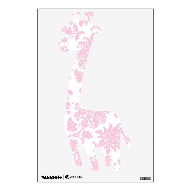 Pretty Pink Damask Giraffe Wall Decal (Front)