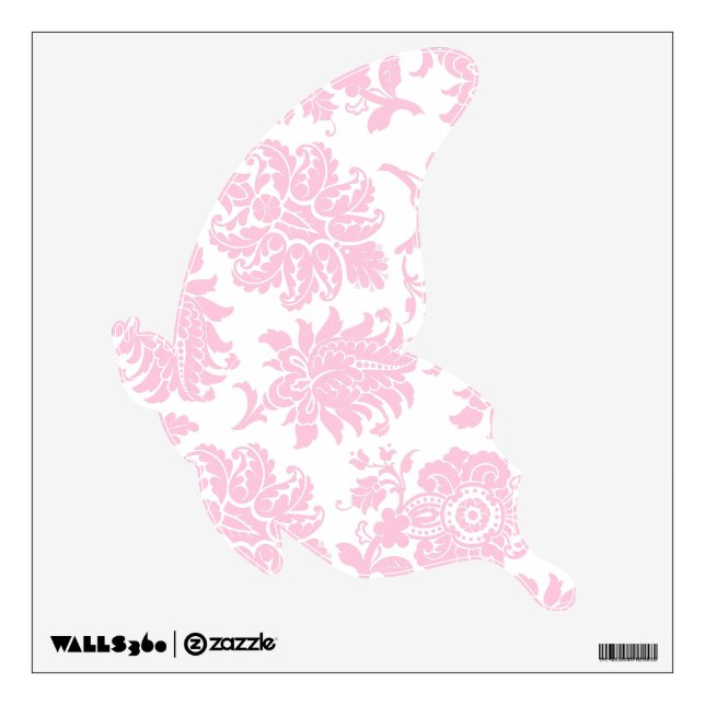 Pretty Pink Damask Gliding Butterfly Wall Decal (Front)