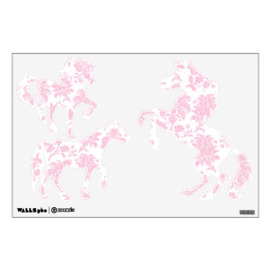 Pretty Pink Damask Horses Wall Sticker