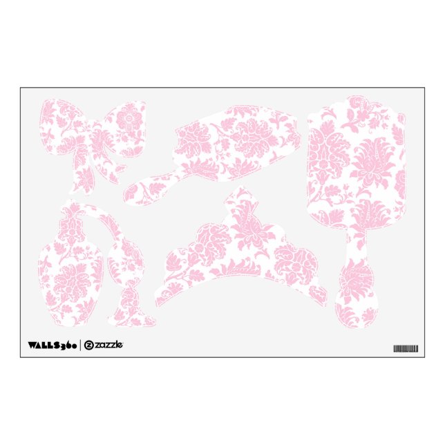 Pretty Pink Damask Large Princess Collection Wall Decal (Front)