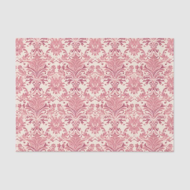 Pretty Pink Damask Ornamental Pattern Tissue Paper (Front)