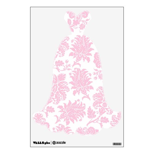 Pretty Pink Damask Princess Dress Wall Decal