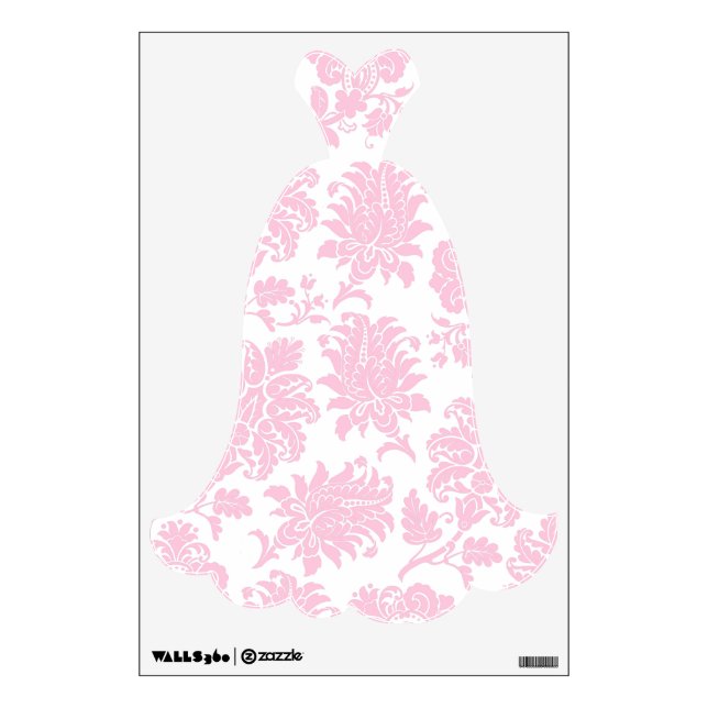 Pretty Pink Damask Princess Dress Wall Decal (Front)