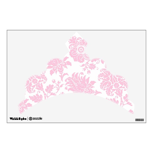 Pretty Pink Damask Tiara Wall Decal (Front)