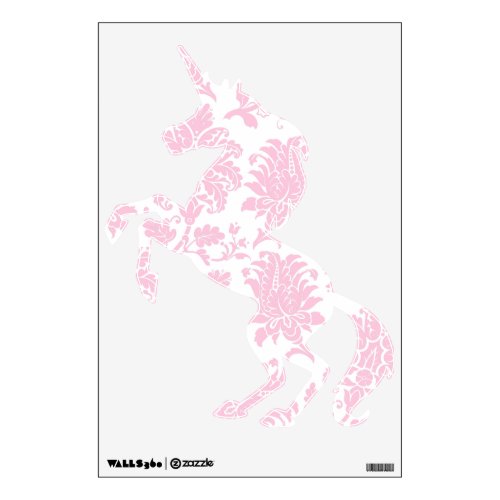 Pretty Pink Damask Unicorn Wall Sticker