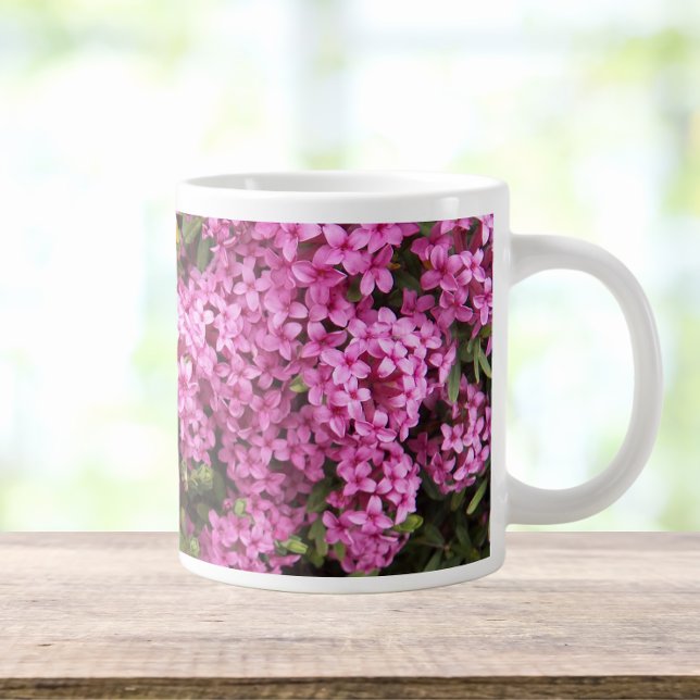 Pretty Pink Daphne Floral Giant Coffee Mug (In Situ)