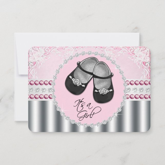Pretty Pink Diamonds and Pearls Baby Shower Invitation (Front)