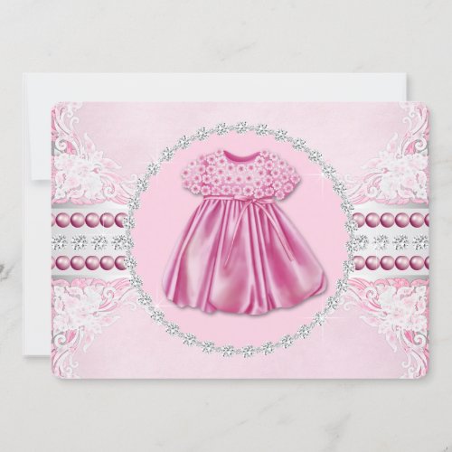 Pretty Pink Diamonds and Pearls Baby Shower Announcements