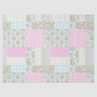 Pretty Pink Dog Rose Faux Patchwork Tissue Paper