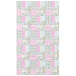 Pretty Pink Dog Roses Faux Patchwork Tablecloth
