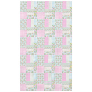Pretty Pink Dog Roses Faux Patchwork Tablecloth