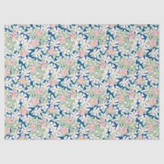 Pretty Pink Dog Roses on Deep Blue Tissue Paper
