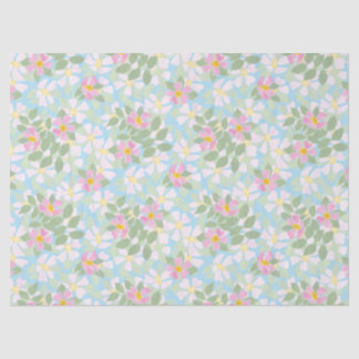 Pretty Pink Dog Roses on Sky Blue Tissue Paper
