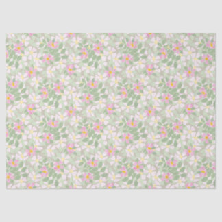 Pretty Pink Dog Roses on Taupe Tissue Paper