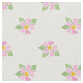 Pretty Pink Dog Roses on Textured White Fabric