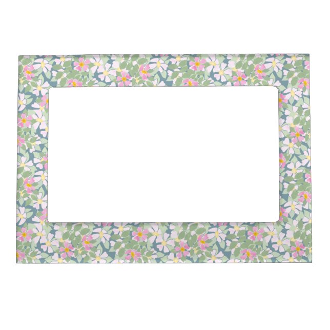 Pretty Pink Dogroses on Deep Blue Picture Frame (Front)