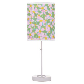 Pretty Pink Dogroses on Sky Blue Table Lamp