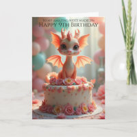 Pretty Pink Dragon Niece 9th Birthday Greeting