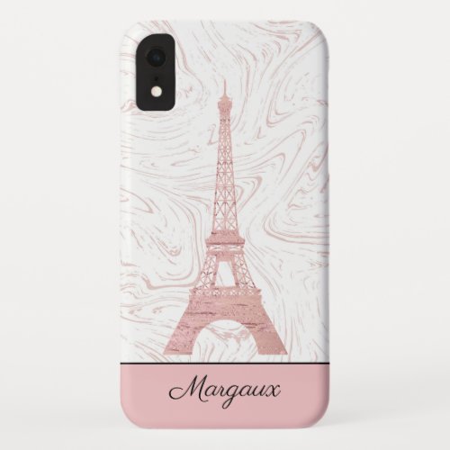 Pretty Pink Eiffel Tower Marbled iPhone XR Case