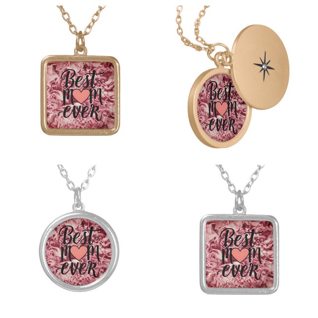 Pretty Pink Elegant Best Mom Ever Floral Silver Plated Necklace (Pretty Pink Elegant Best Mom Ever Floral Necklace)