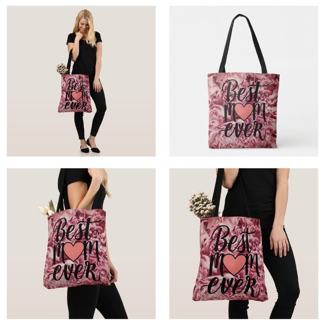 Pretty Pink Elegant Best Mom Ever Floral Tote Bag (Pretty Pink Elegant Best Mom Ever Floral Tote Bag)