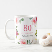 Pretty Pink Elegant Floral 80th Birthday Gift