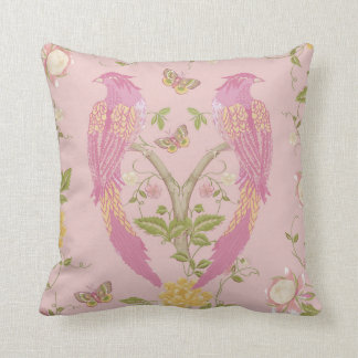 Pretty Pink Elegant Lovebirds Butterflies Flowers Throw Pillow