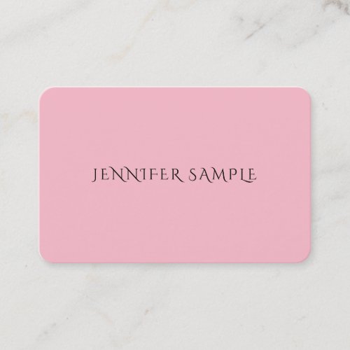 Pretty Pink Elegant Simple Modern Plain Luxury Top Business Card
