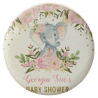 Pretty Pink Elephant / Feminine Watercolor Floral