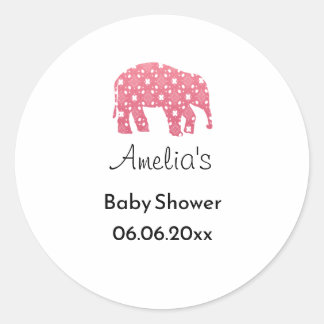 Pretty Pink Elephant Personalized Baby Shower  Classic Round Sticker