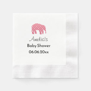 Pretty Pink Elephant Personalized Baby Shower Napkins