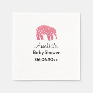 Pretty Pink Elephant Personalized Baby Shower Napkins