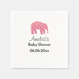 Pretty Pink Elephant Personalized Baby Shower  Napkins