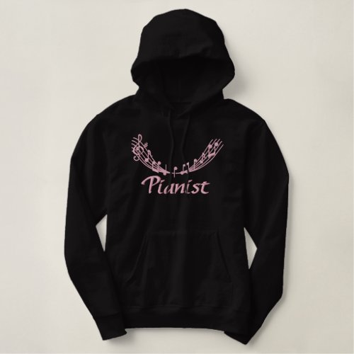 Pretty Pink Embroidery Pianist Hoodie