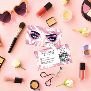 Pretty Pink Eyes with Lashes Makeup Artist Business Card