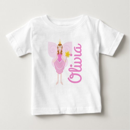 Pretty Pink Fairy Customizable Gerber Baby Vest Baby T_Shirt