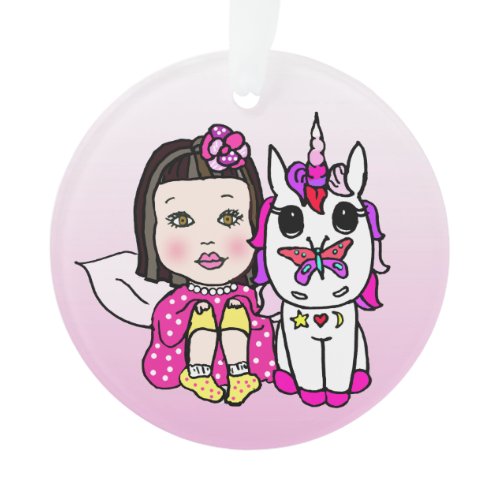 Pretty Pink Fairy &amp; Rainbow Unicorn &amp; Butterfly Ornament