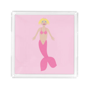 Pretty Pink Fantasy Mermaid Acrylic Tray