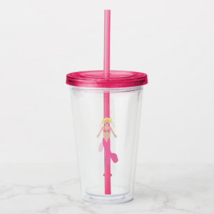 Pretty Pink Fantasy Mermaid Acrylic Tumbler