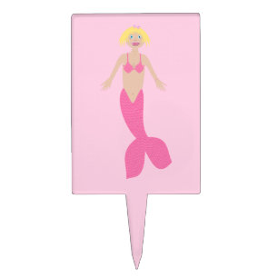Pretty Pink Fantasy Mermaid Cake Topper