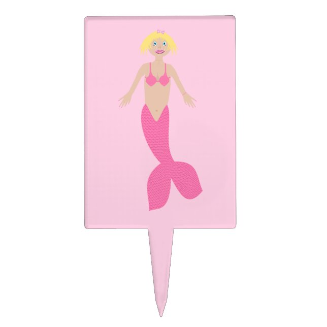 Pretty Pink Fantasy Mermaid Cake Topper (Front)