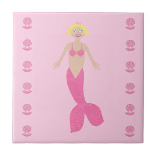 Pretty Pink Fantasy Mermaid Ceramic Tile