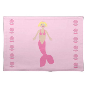 Pretty Pink Fantasy Mermaid Cloth Placemat