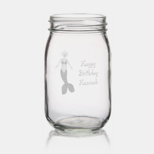 Pretty Pink Fantasy Mermaid Custom Mason Jar