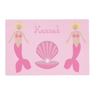 Pretty Pink Fantasy Mermaid Custom Name Placemat