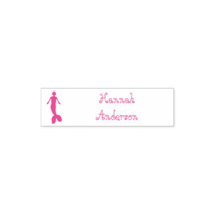 Pretty Pink Fantasy Mermaid Custom Name Pocket Stamp