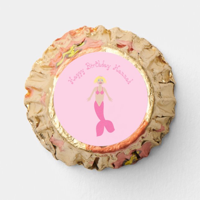 Pretty Pink Fantasy Mermaid Custom Reese's Peanut Butter Cups (Front)