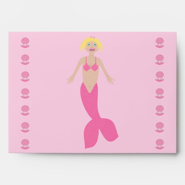 Pretty Pink Fantasy Mermaid Envelope (Front)