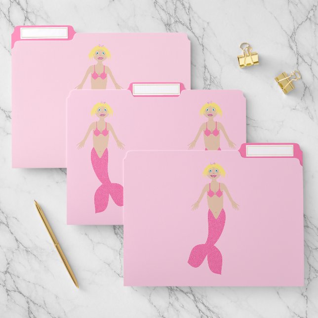 Pretty Pink Fantasy Mermaid File Folder (Set)